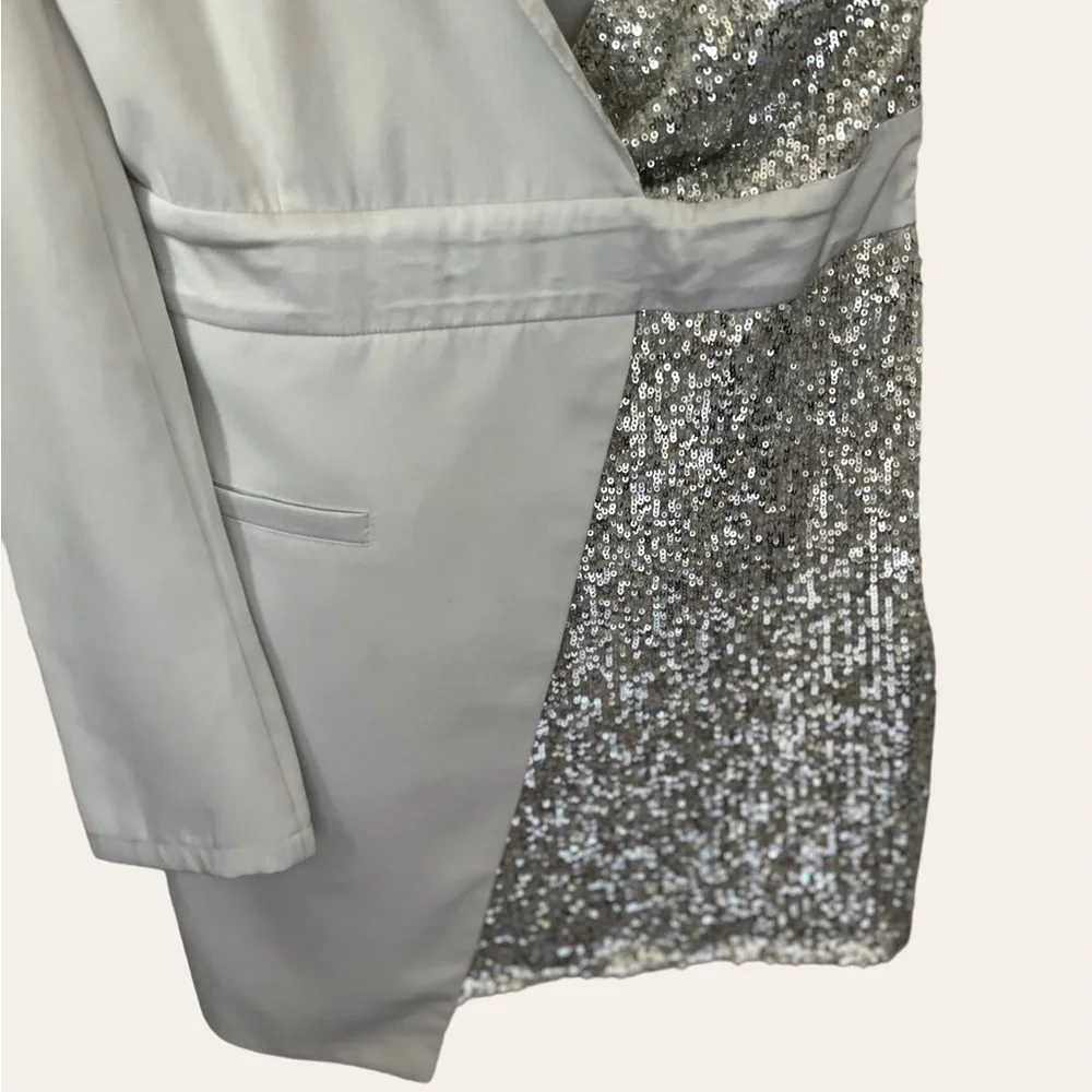 Elle Zeitoune Alexa Silver Cocktail Dress Size M - Picture 8 of 11